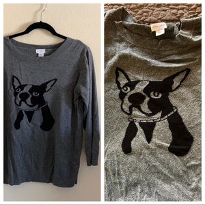 French Bulldog Light Sweater Dark Grey Bling L